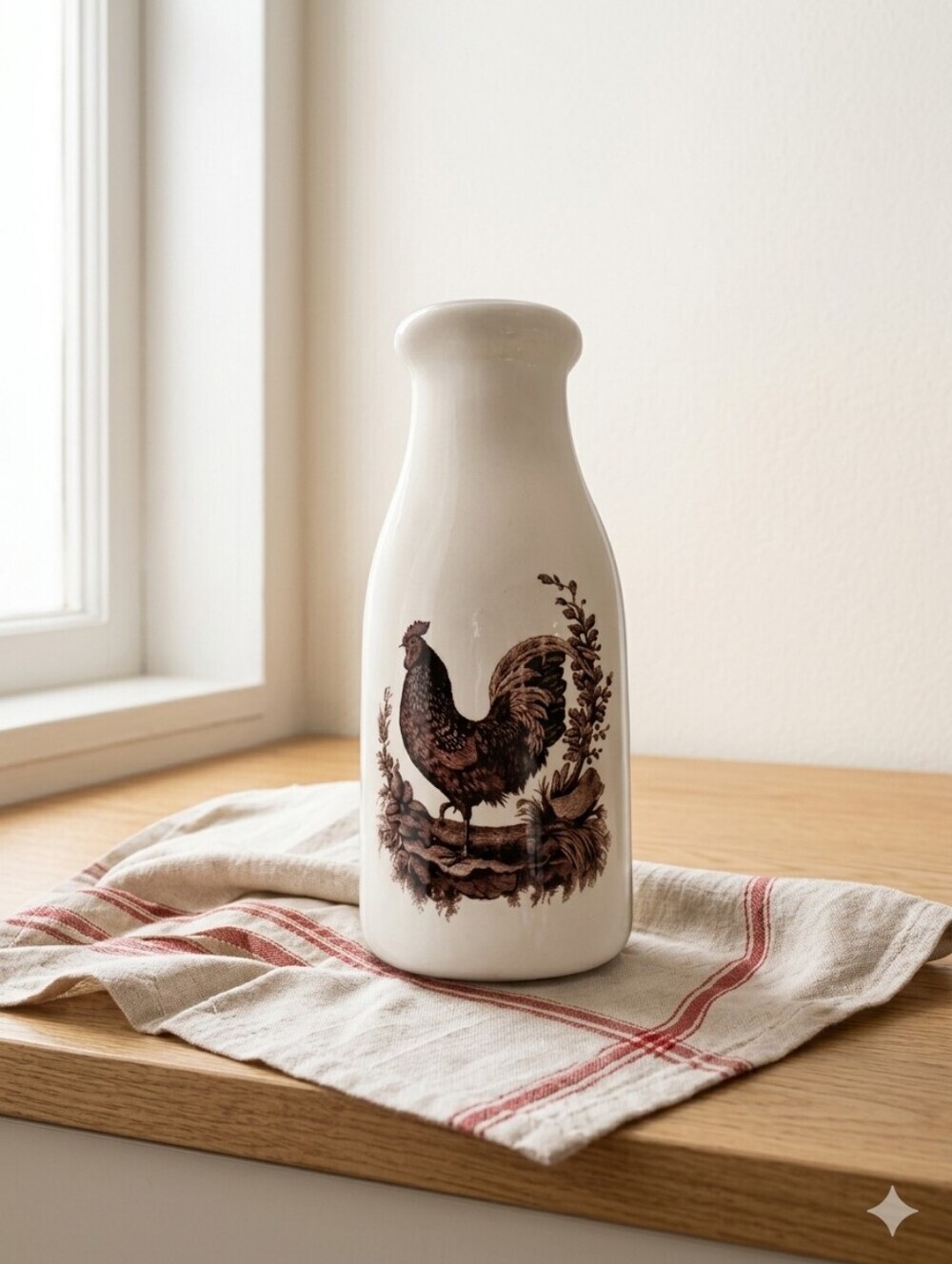 Vintage Ceramic Rooster Bottle – Farmhouse Kitchen Decor